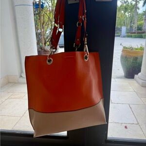 Calvin Klein Collection Orange and Tan Tote